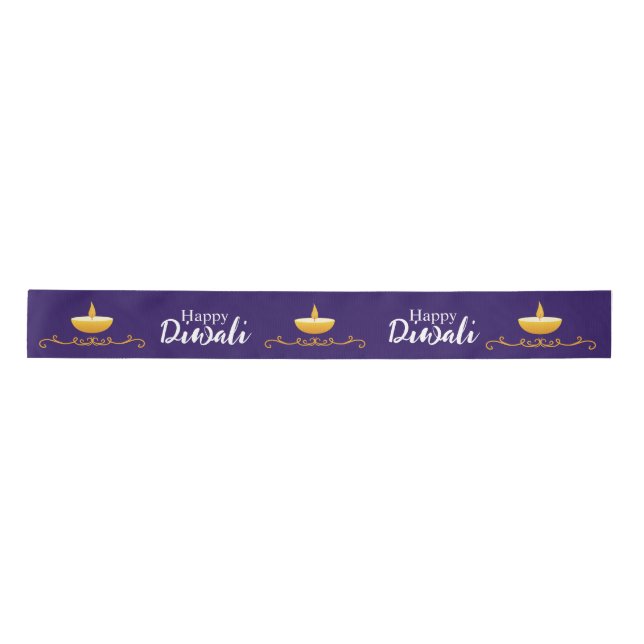 Lazo De Raso Elegante Feliz Diwali Personalizado Satin Ribbon (Anverso)