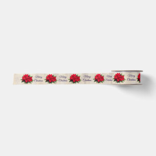 Lazo De Raso Elegante Flor de Pascua de Navidad con Brillo de O