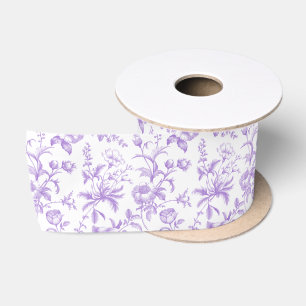 Lazo De Raso Elegante Flor de Toile Grandmillennial Lavanda