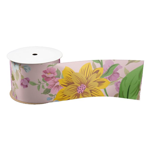Lazo De Raso Elegante flor silvestre Boho Floral (Carrete)