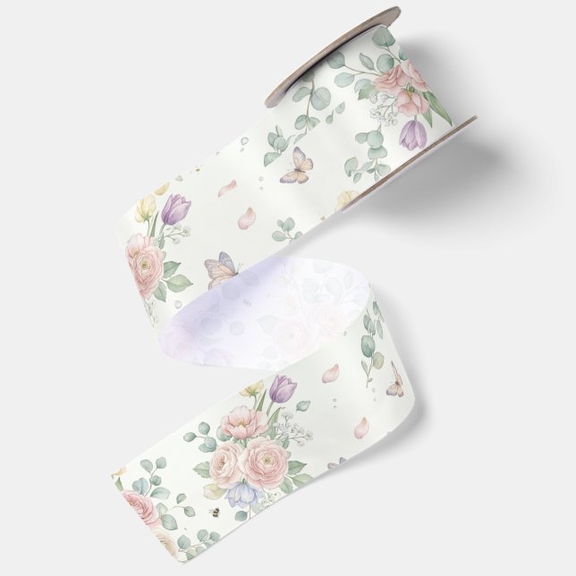 Lazo De Raso Elegante Floral   (Reverso)