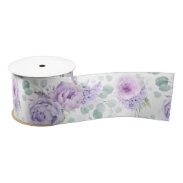 Lazo De Raso Elegante Floral Botánico Púrpura Polvoriento