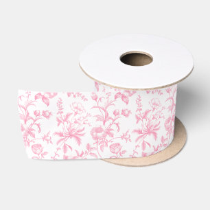 Lazo De Raso Elegante Floral Toile Grandmillenial Rosa Bubblegu