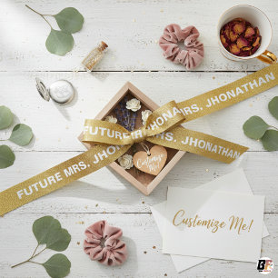 Lazo De Raso Elegante Futuro Señora Nombre Personalizado Boda B