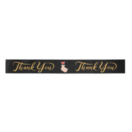 Lazo De Raso Elegante "Gracias" Satin Ribbon Roll - Negro & Go