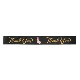 Lazo De Raso Elegante "Gracias" Satin Ribbon Roll - Negro & Go