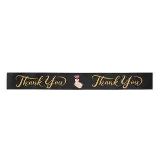 Lazo De Raso Elegante "Gracias" Satin Ribbon Roll - Negro & Go