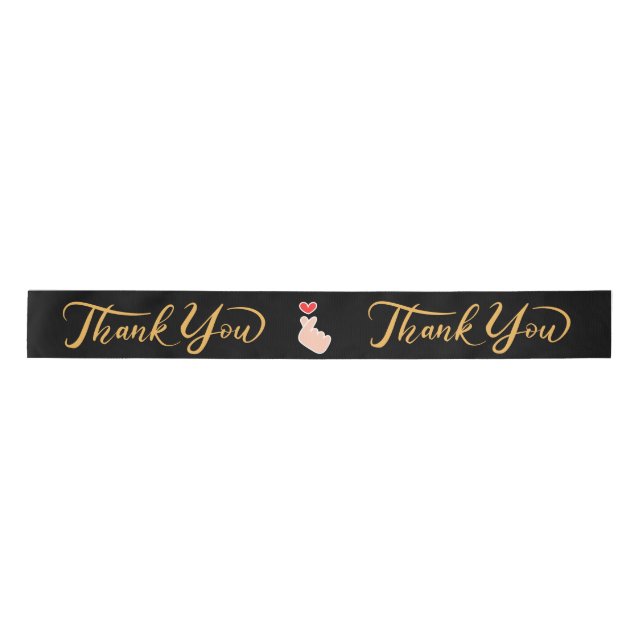 Lazo De Raso Elegante "Gracias" Satin Ribbon Roll - Negro & Go (Anverso)
