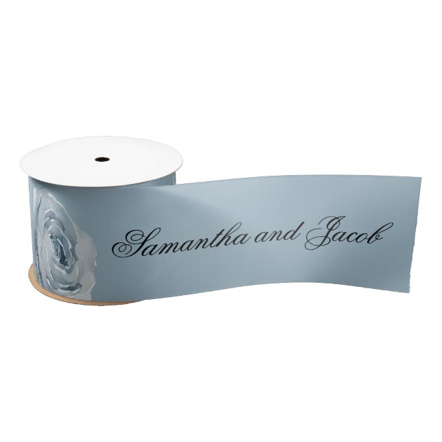 Lazo De Raso Elegante guión Boda azul turbio (Carrete)