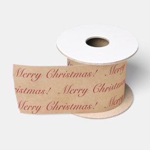Lazo De Raso Elegante Kraft Paper Feliz caligrafía navideña S