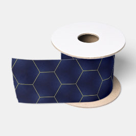 Lazo De Raso Elegante Marina Azul y Geométrica de Oro