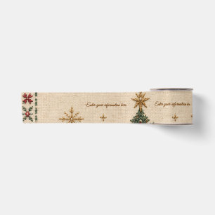 Lazo De Raso Elegante Navidad Bordada, Aguja Vintage Punto