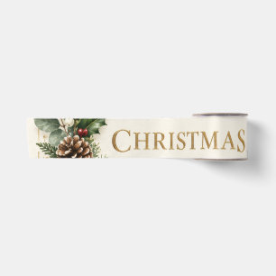 Lazo De Raso Elegante Navidad Botánica, Verdor Vintage 