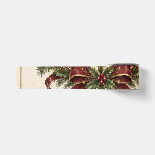 Lazo De Raso Elegante Navidad Heráldica, Escudo de Ciervo y Ace