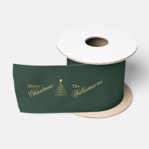 Lazo De Raso Elegante nombre de familia de árbol de Navidad en