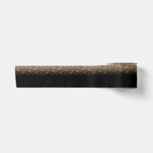 Lazo De Raso Elegante Ombre de Brillo Negro y Dorado