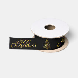 Lazo De Raso Elegante oro Merry Christmas Tree