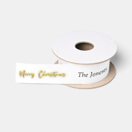 Lazo De Raso Elegante oro moderno Feliz Navidad Personalizado B