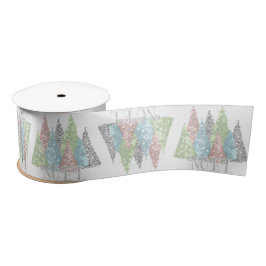 Lazo De Raso Elegante pastel Purpurina Trees Navidades