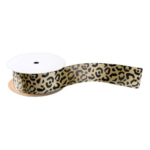 Lazo De Raso Elegante patrón de manchas de leopardo con brillo