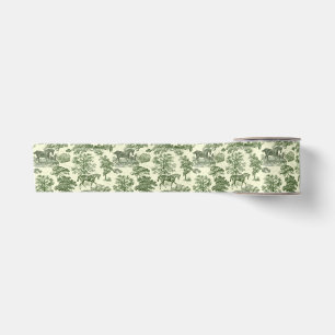 Lazo De Raso Elegante patrón de toile de caballo verde oliva vi
