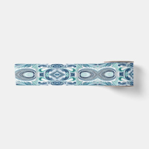 Lazo De Raso Elegante patrón floral barroco en azul turquesa y 