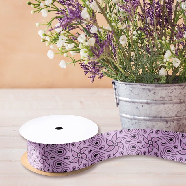 Lazo De Raso Elegante Patrón Floral Pastel Bonito Púrpura Lilac (Subido por el creador)