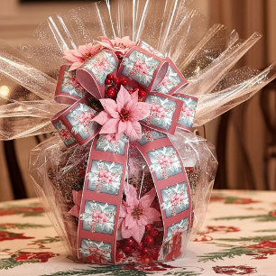 Lazo De Raso Elegante poinsettia de Navidad personalizada en ac