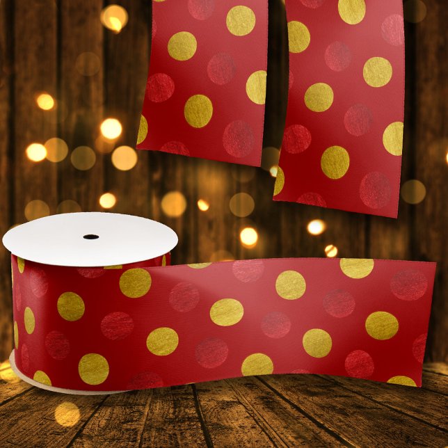 Lazo De Raso Elegante Polka Rojo y Oro Dots Modernos Navidades (Subido por el creador)