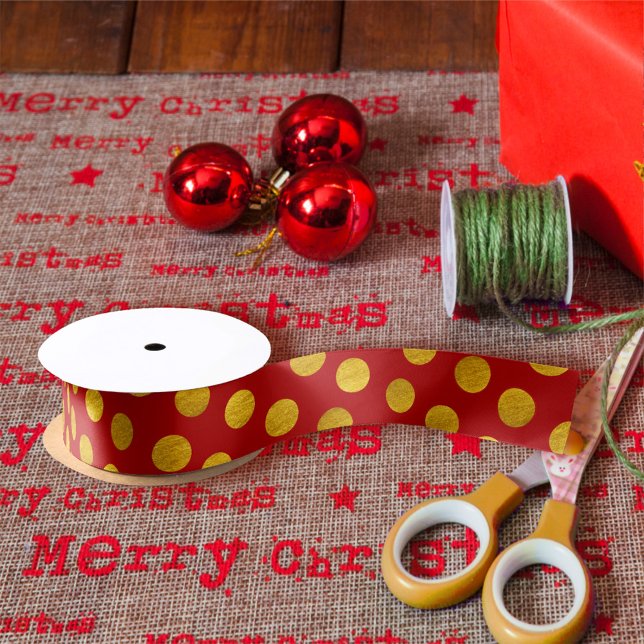 Lazo De Raso Elegante Polka Rojo y Oro Dots Modernos Navidades (Subido por el creador)