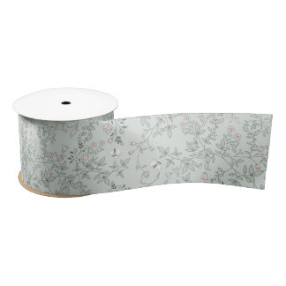 Lazo De Raso Elegante Romántico Vintage Floral Pattern Sage