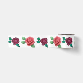 Lazo De Raso Elegante Rosa Floral Roja