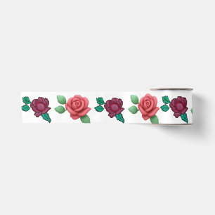Lazo De Raso Elegante Rosa Floral Roja