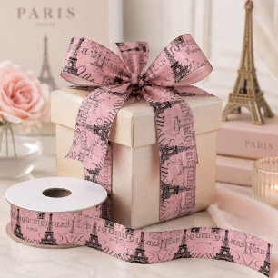 Lazo De Raso Elegante rosa torre Eiffel parisina vintage france