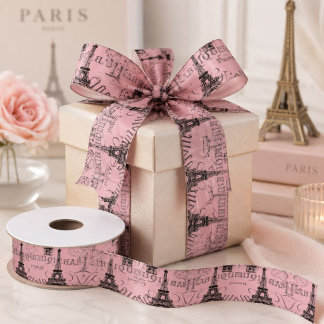Lazo De Raso Elegante rosa torre Eiffel parisina vintage france