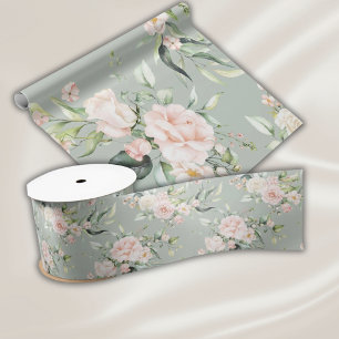 Lazo De Raso Elegante Rubor rosa Eucalyptus Sage Green Boda