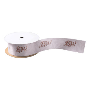 Lazo De Raso Elegante Script Parejas Monograma Boda Terracotta