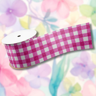 Lazo De Raso Elegante Tartán de Purpurina Rosa de San Valentín