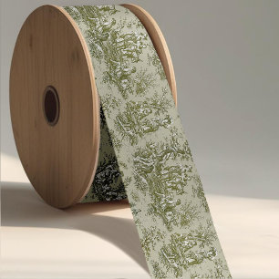 Lazo De Raso Elegante Toile De Jouy verde oliva vintage
