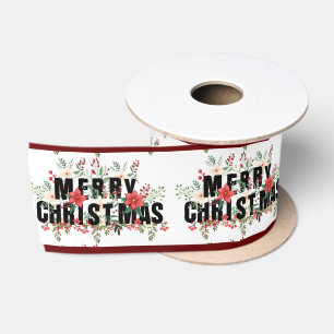 Lazo De Raso Elegante Typografía Negra Feliz Navidad