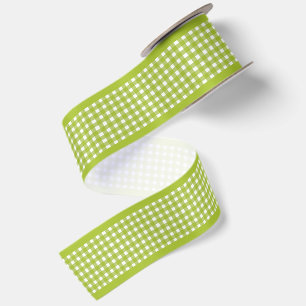 Lazo De Raso Elegante y Sencillo Gingham Verde Lima Cottagecore