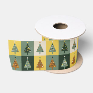 Lazo De Raso Elegantes árboles de navidad verde sabio
