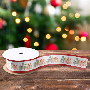 Lazo De Raso Elegantes Navidades de acuarela de pino
