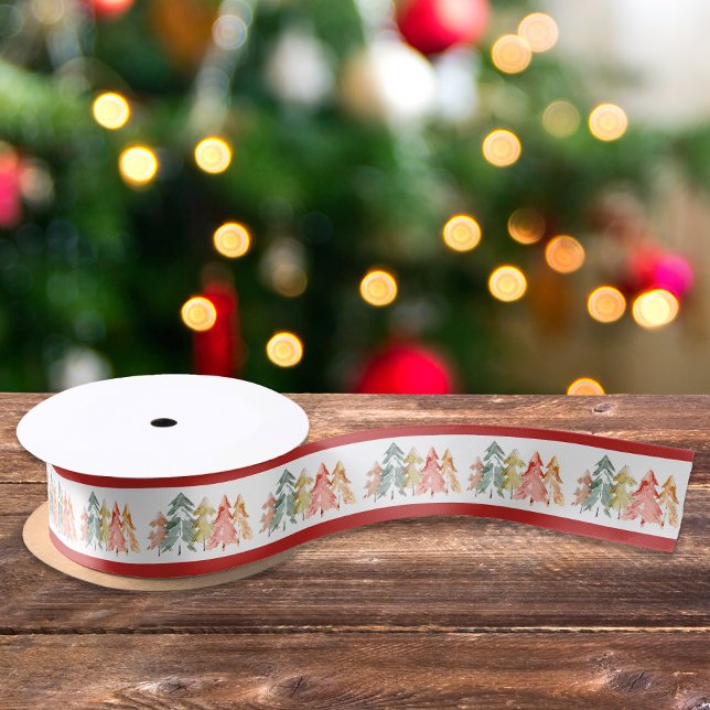 Lazo De Raso Elegantes Navidades de acuarela de pino (Subido por el creador)