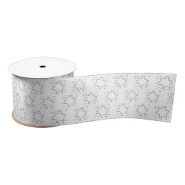 Lazo De Raso Elegantes Navidades Gris Stary White Satin Ribbon