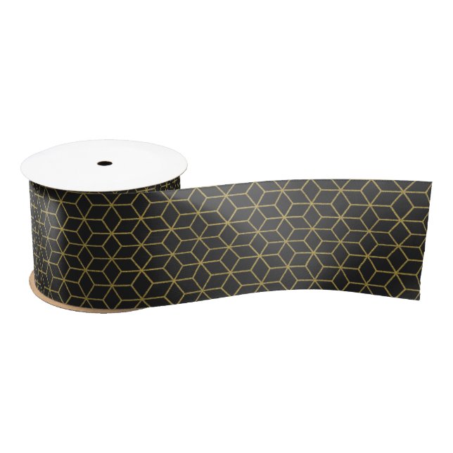 Lazo De Raso Elegantes Navidades negros y de oro (Carrete)