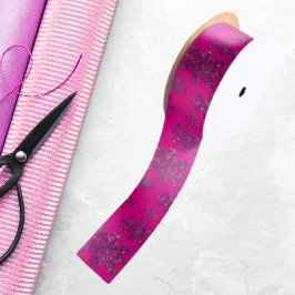 Lazo De Raso Elegantes Navidades rosados con elegantes copos de