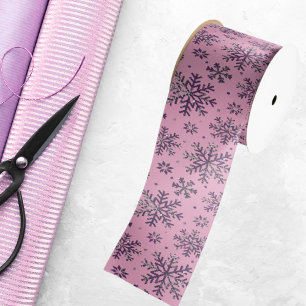Lazo De Raso Elegantes Navidades rosados con elegantes copos de