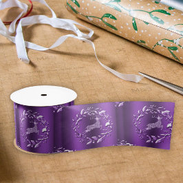 Lazo De Raso Elegantes renos y coronas Navidades morados