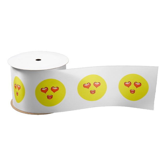 Lazo De Raso Emoji de amor por los ojos de corazón besar los la (Carrete)